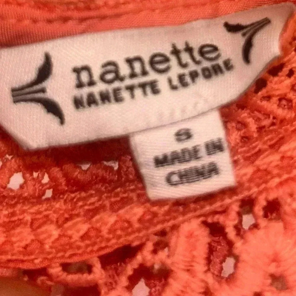 NWT Nanette Lepore Floral Crochet Lace Shell Top Coral Size Small - Picture 4 of 8